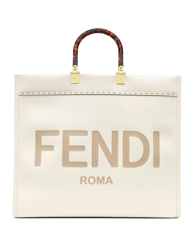 Fendi Sunshine Shopper Leather Handbag 8BH372 White